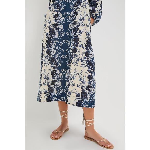 TUCKERNUCK Indigo Reflection Cotton Linen Maryse Caftan Size L NWT - Picture 5 of 8